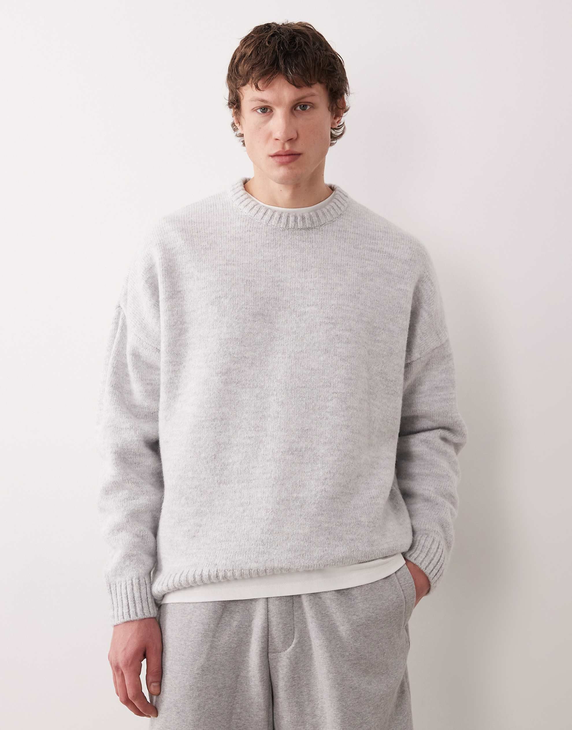 DESIGN extreme oversized boxy fit knitted jumper grey