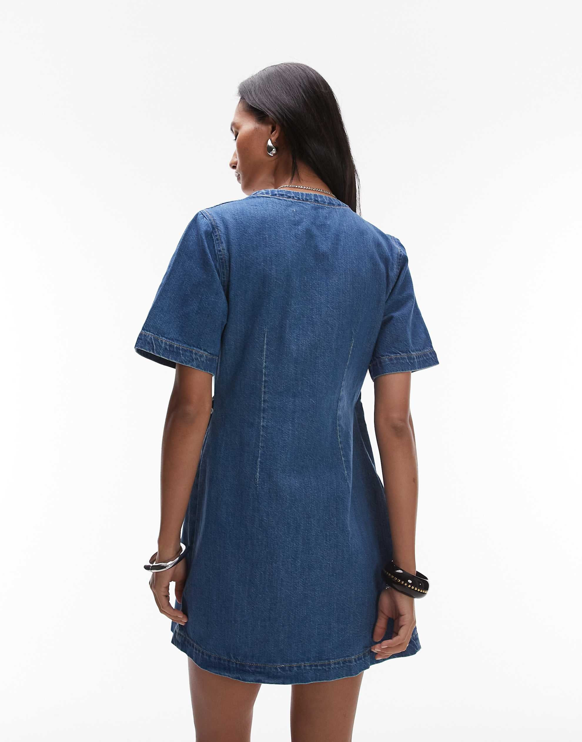 Denim wrap mini dress bleach