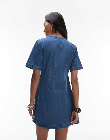 Denim wrap mini dress bleach