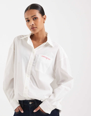 Tommy Jeans oversized poplin shirt off white