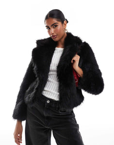 Threadbare faux fur coat black