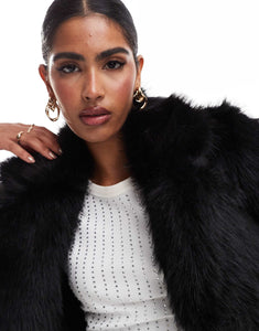 Threadbare faux fur coat black