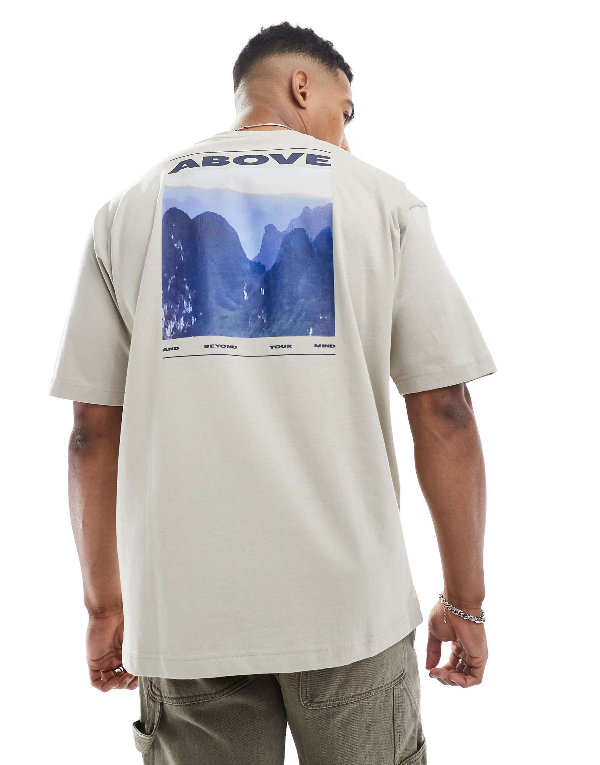 Boss Orange boxy fit t-shirt chest back light beige