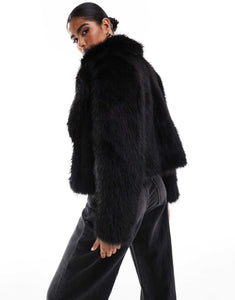 Threadbare faux fur coat black