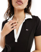 Load image into Gallery viewer, Tommy Jeans contrast polo fit &amp; flare mini dress black