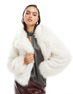 Threadbare faux fur coat white