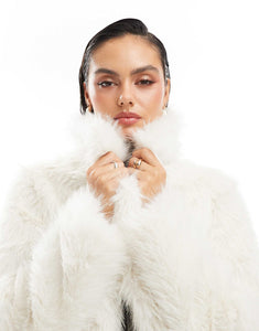 Threadbare faux fur coat white