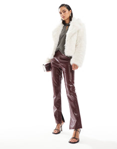 Threadbare faux fur coat white