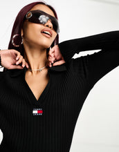 Load image into Gallery viewer, Tommy Jeans collar badge sweater dress black