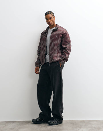 Liquor N Poker boxy pinstripe track jacket chocolate brown