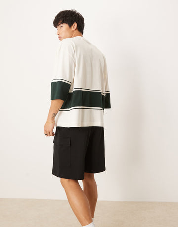 DESIGN oversized contrast t-shirt cream green
