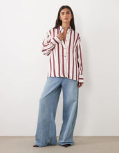 Load image into Gallery viewer, DESIGN satin boyfriend shirt stripe co-ord