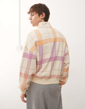 Load image into Gallery viewer, COLLUSION Unisex boxy track sweat jacket check