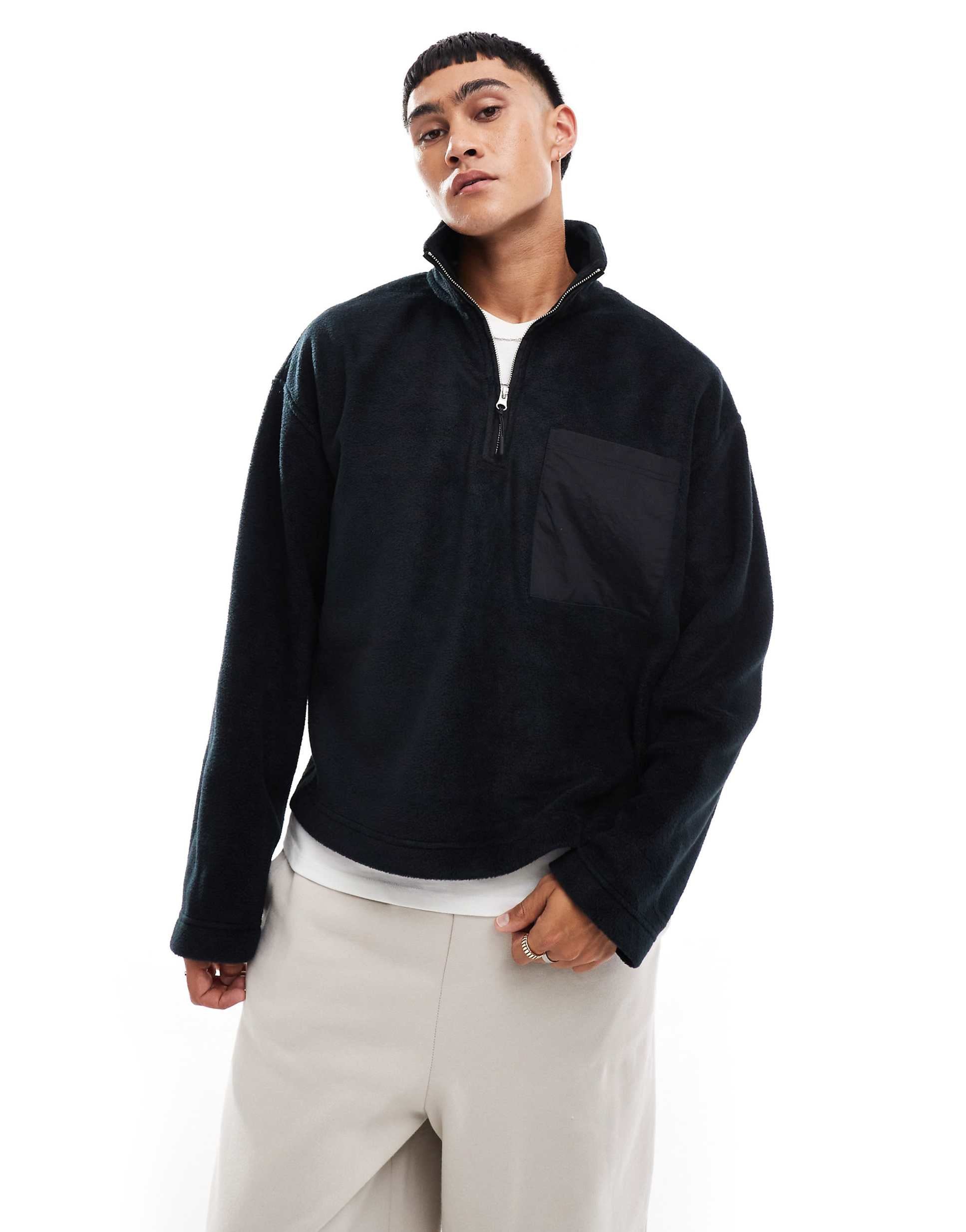 DESIGN extreme oversized fleece sweatshirt black