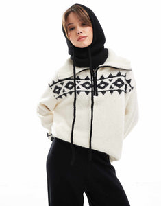 4th & Reckless x Felicia Wedin quarter zip knit jumper cream