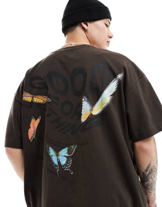 Good For Nothing co-ord print jersey t-shirt brown
