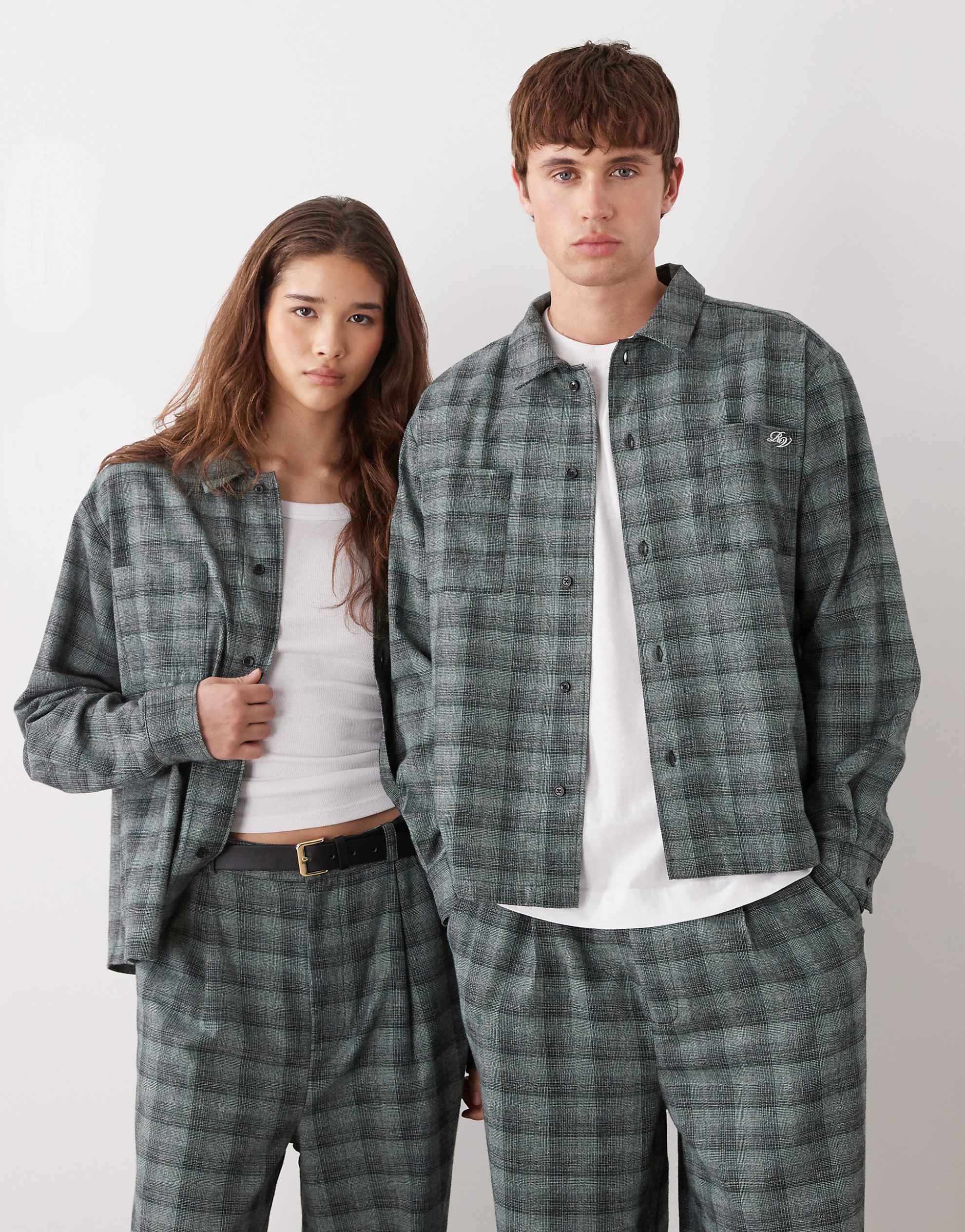 Reclaimed Vintage unisex co-ord grey blue check
