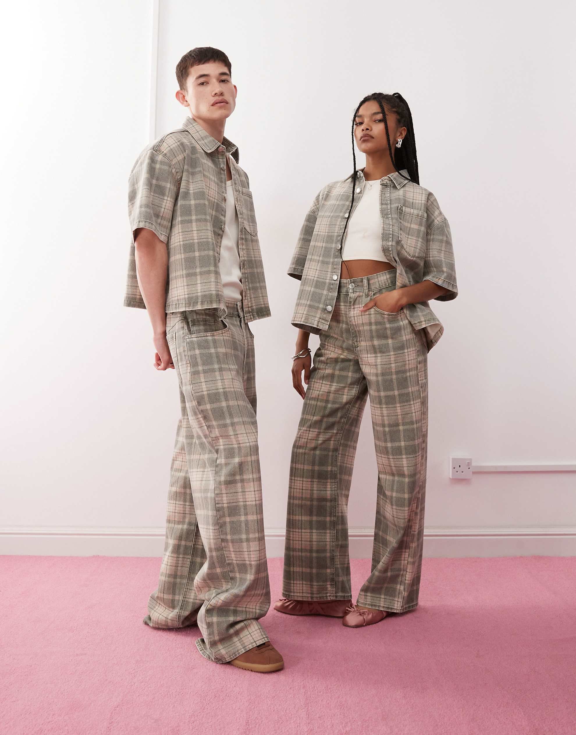 Reclaimed Vintage unisex boxy co-ord check