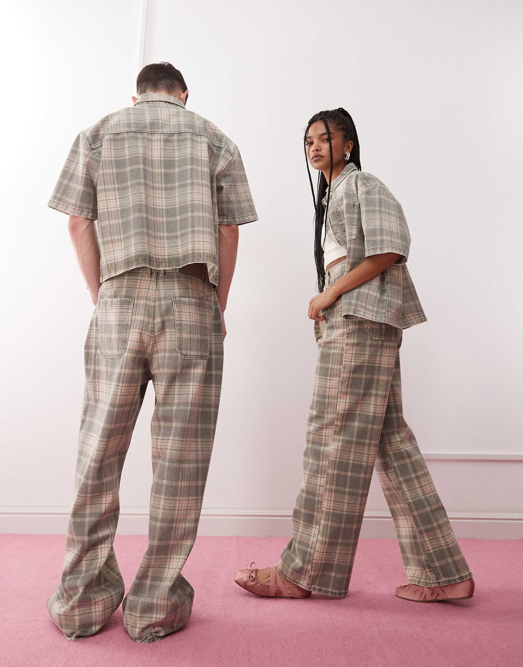 Reclaimed Vintage unisex boxy co-ord check