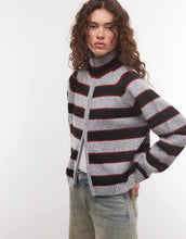 Load image into Gallery viewer, COLLUSION funnel neck zip through jumper in grey &amp; black stripe
