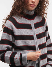 Load image into Gallery viewer, COLLUSION funnel neck zip through jumper in grey &amp; black stripe