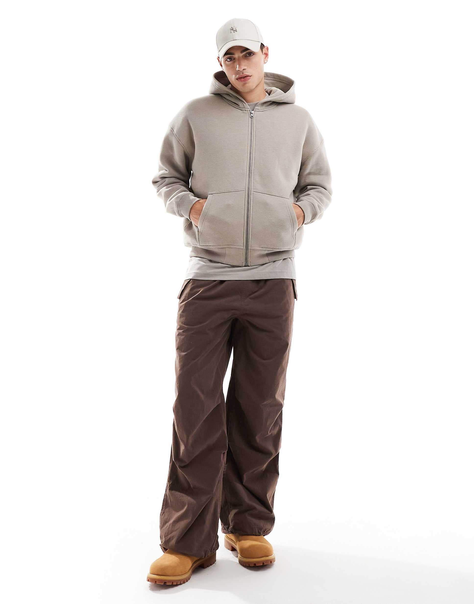 Hollister cozy fleece lined hoodie beige