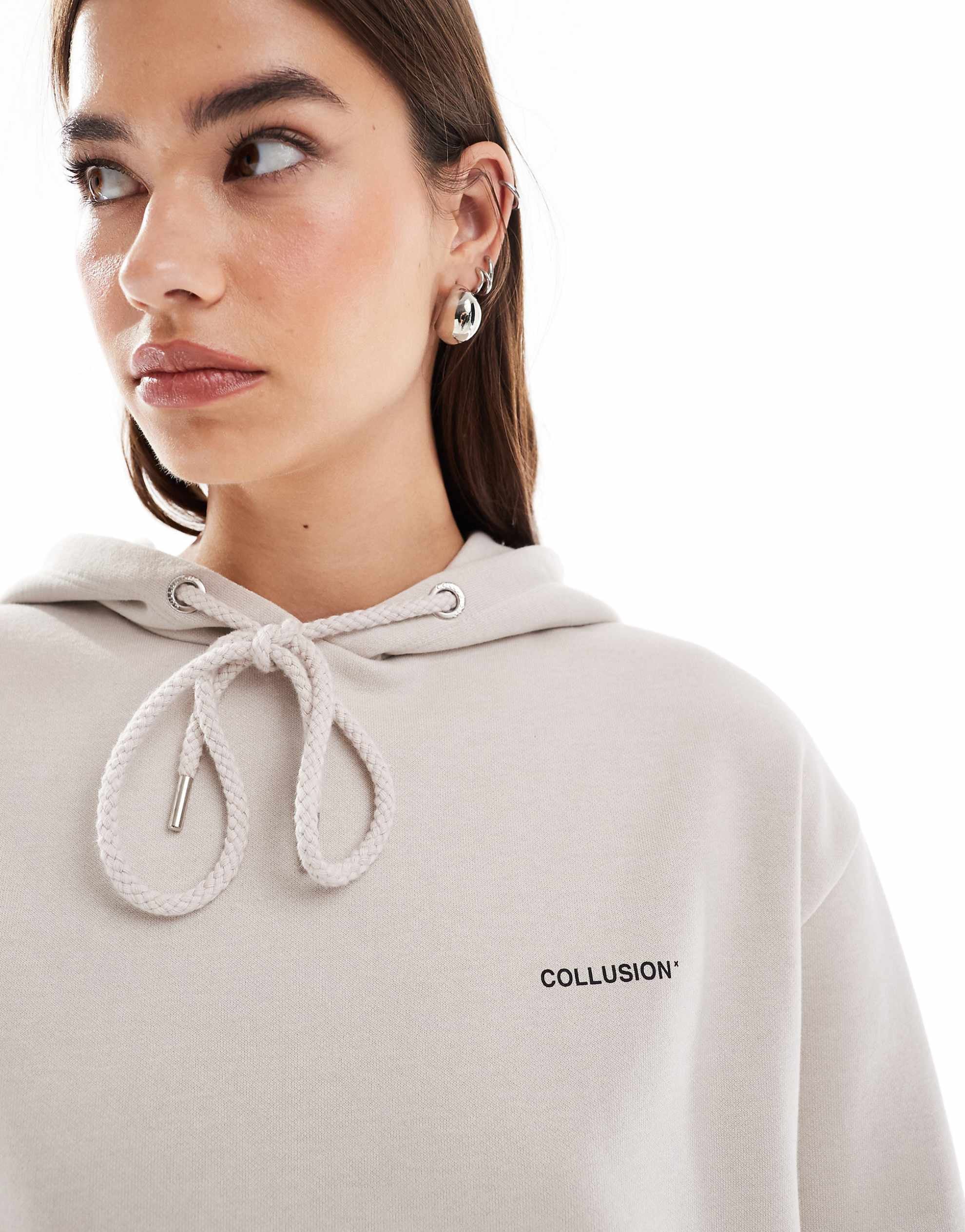 COLLUSION Unisex hoodie ecru
