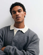 Load image into Gallery viewer, Abercrombie &amp; Fitch knitted button up polo jumper contrast collar grey