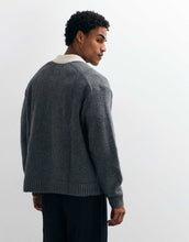 Load image into Gallery viewer, Abercrombie &amp; Fitch knitted button up polo jumper contrast collar grey