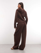 Load image into Gallery viewer, COLLUSION knitted zip through fitted hoodie &amp; joggers chocolate