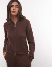 Load image into Gallery viewer, COLLUSION knitted zip through fitted hoodie &amp; joggers chocolate