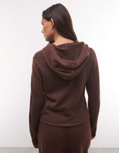 Load image into Gallery viewer, COLLUSION knitted zip through fitted hoodie &amp; joggers chocolate