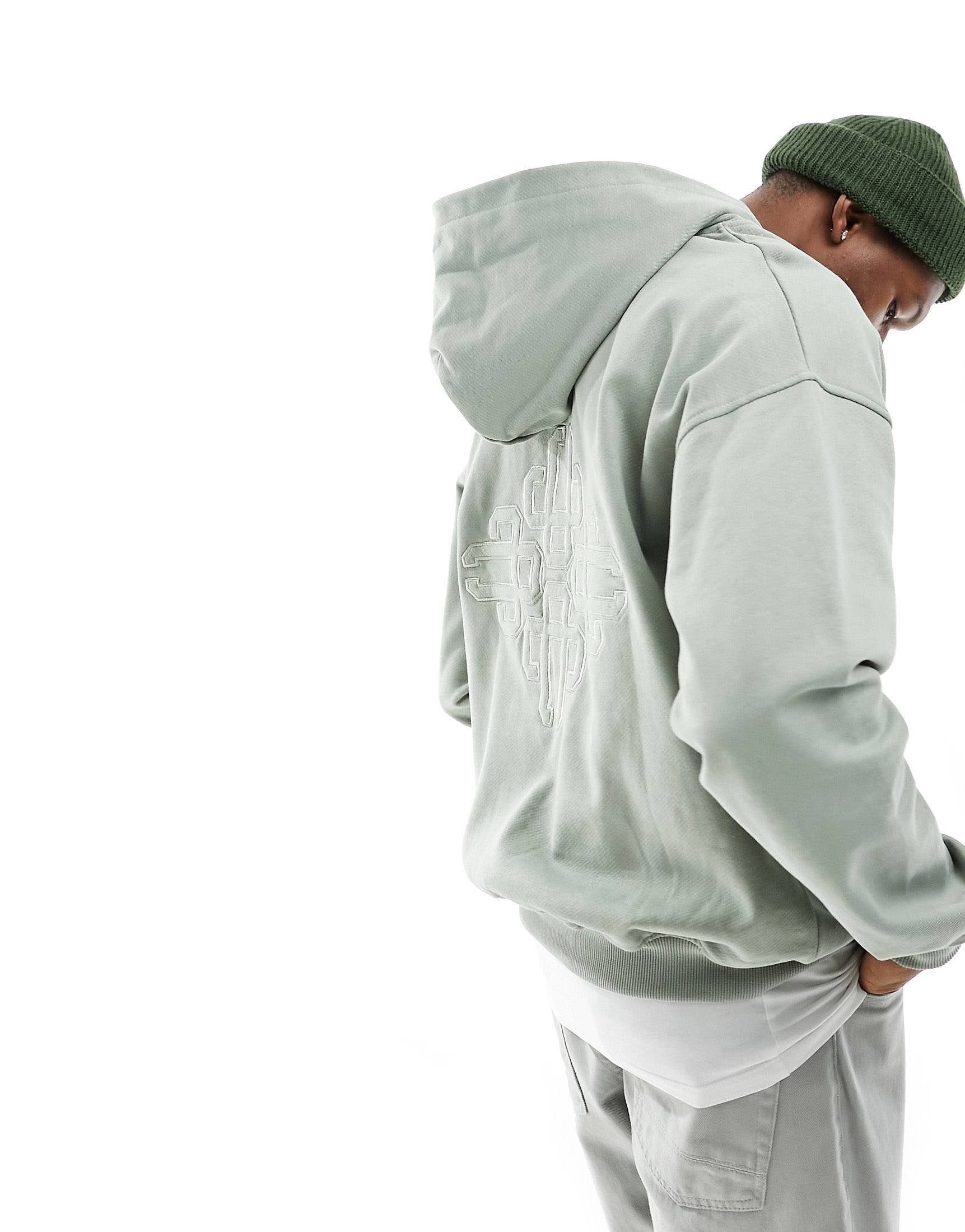 The Couture Club emblem half zip hoodie khaki