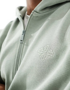 The Couture Club emblem half zip hoodie khaki