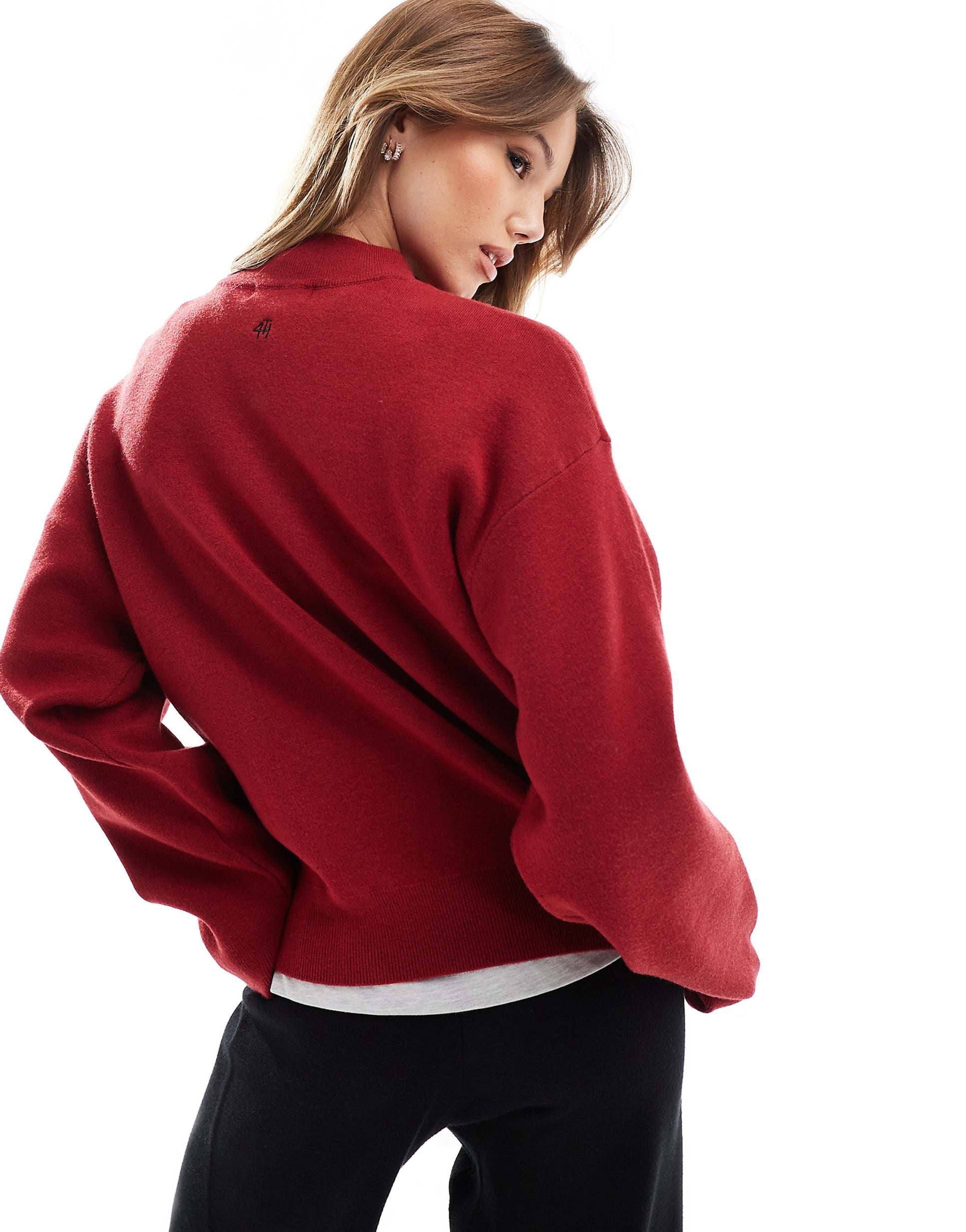 4th & Reckless x Felicia Wedin jersey jacquard knit jumper red