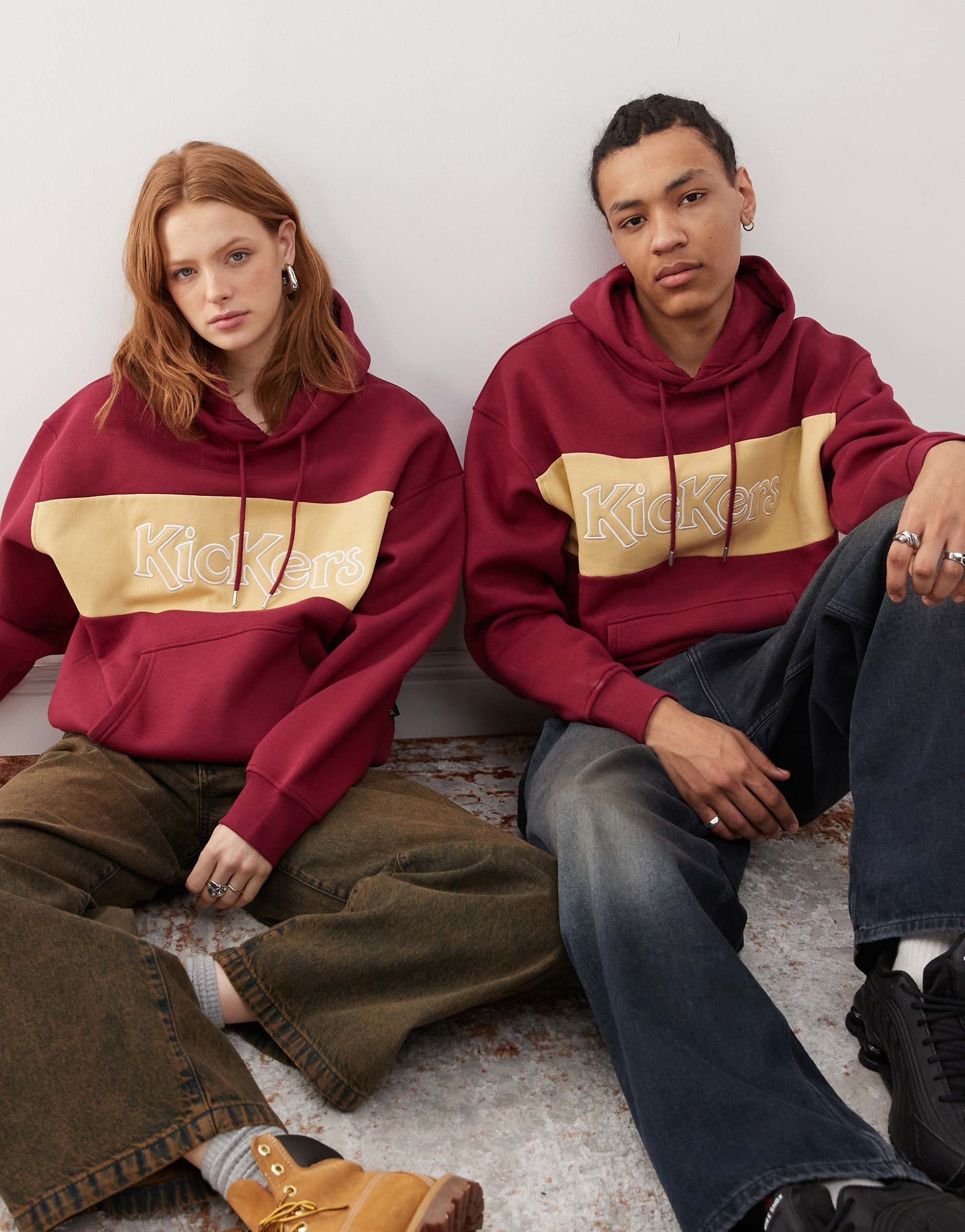 Kickers unisex oversized hoodie deep cherry