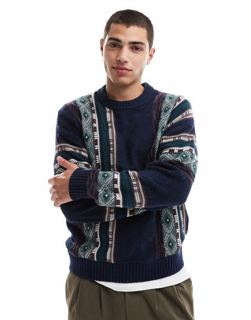 Hollister vintage pattern jumper navy multi