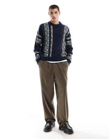 Hollister vintage pattern jumper navy multi