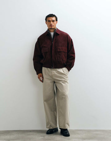 DESIGN suede bomber jacket red
