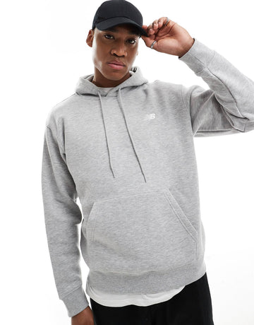 New Balance small logo brushed hoodie grey