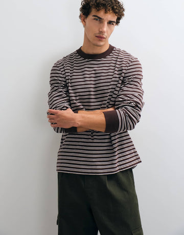 Abercrombie & Fitch oversized heavyweight long sleeve t-shirt brown stripe.