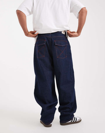 COLLUSION Unisex circular design collection boxy denim co-ord rinse wash