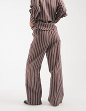 Load image into Gallery viewer, New Look co-ord stripe longline shirt &amp; trousers brown