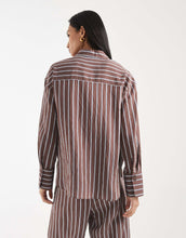 Load image into Gallery viewer, New Look co-ord stripe longline shirt &amp; trousers brown