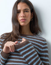 Load image into Gallery viewer, ONLY textured jumper brown &amp; blue stripes