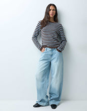Load image into Gallery viewer, ONLY textured jumper brown &amp; blue stripes