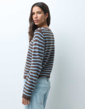 Load image into Gallery viewer, ONLY textured jumper brown &amp; blue stripes