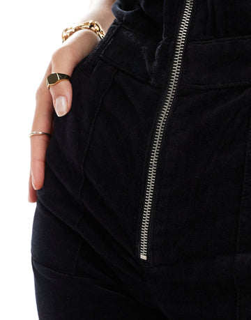 Mango zip through denim jumpsuit black