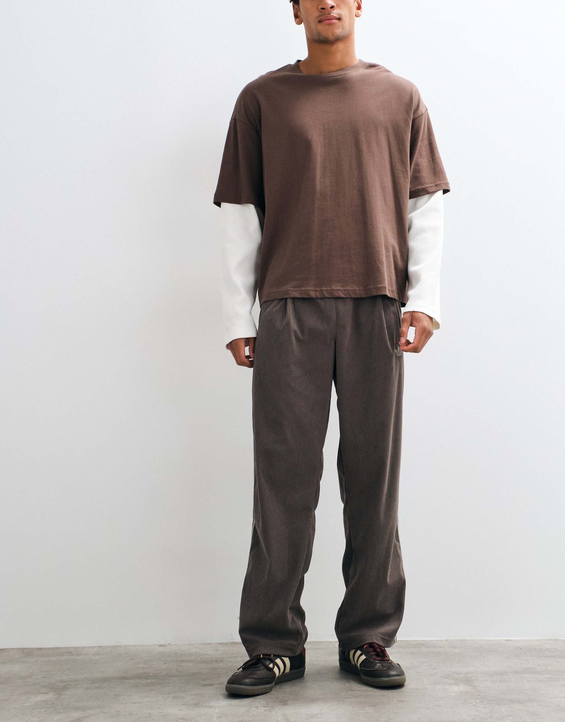 adidas Originals firebird track pants dark khaki cord