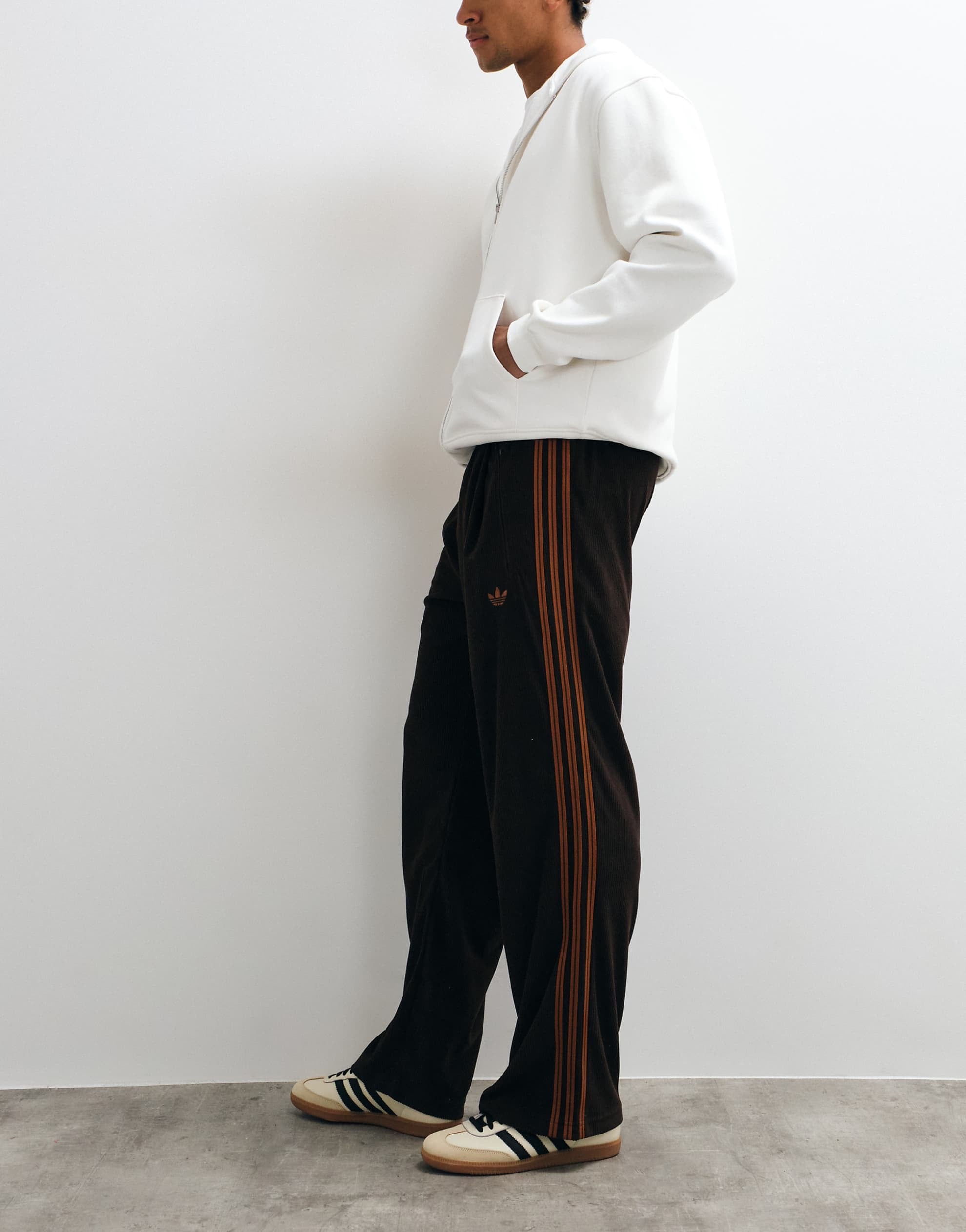 adidas Originals firebird track pants brown cord